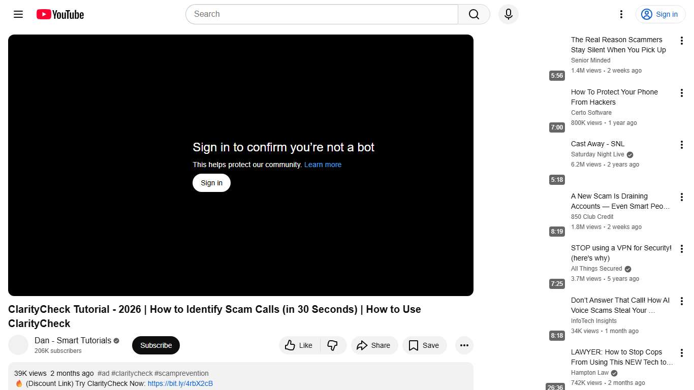 ClarityCheck Tutorial - 2026 How to Identify Scam Calls (in 30 Seconds) How to Use ClarityCheck - YouTube